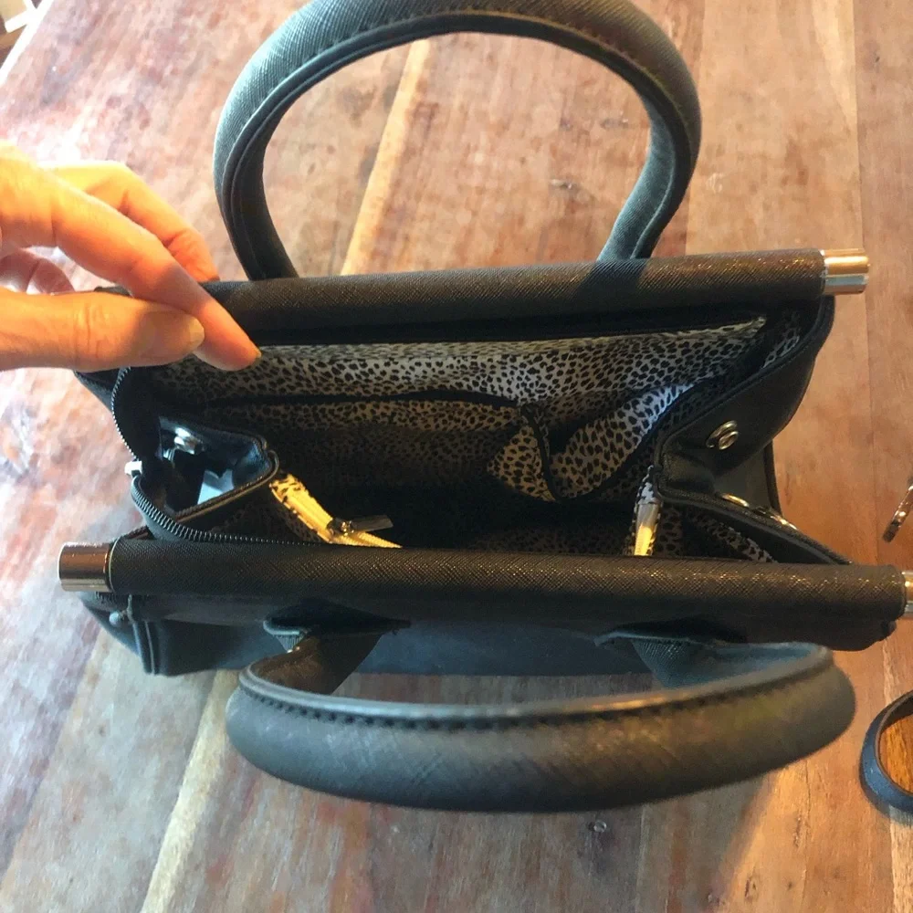 NWT Catherines Purse Black Structured Top-Handle Satchel